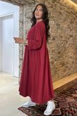 Made in Italy Donegal Cotton Jersey Smock Dress Burgundy